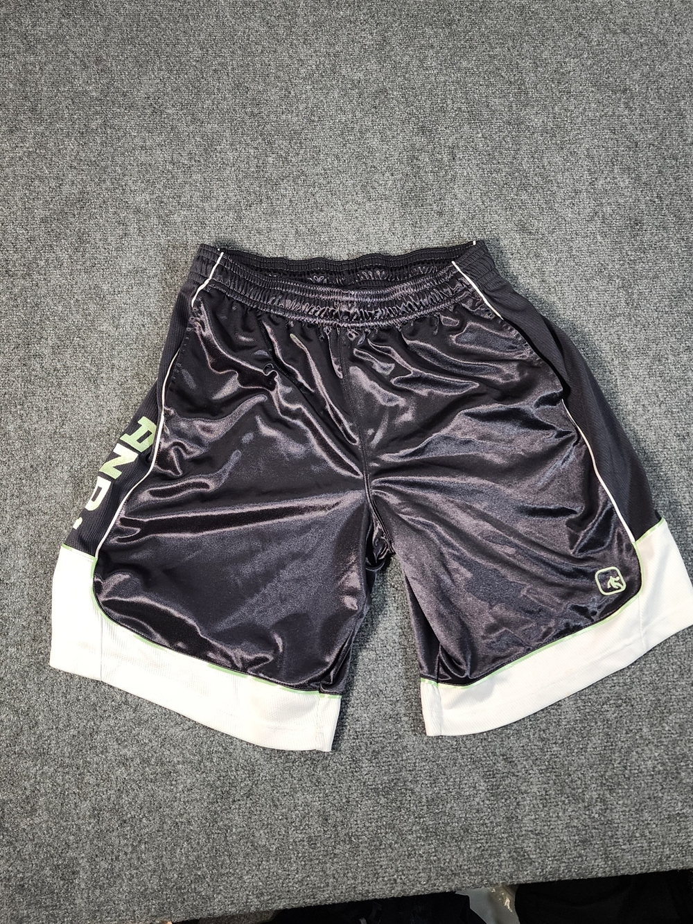 And1 Black Athletic Shorts with White and Lime Trim